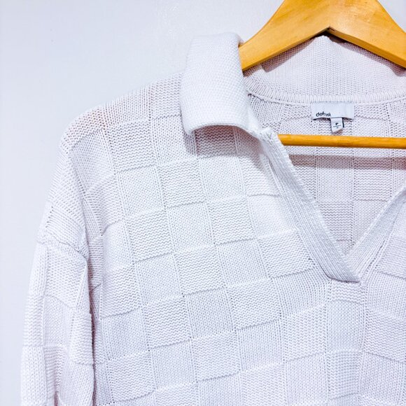 DEFROST Textured Knit Cropped Sweater White | Modern Casual | Small * - Picture 2 of 8